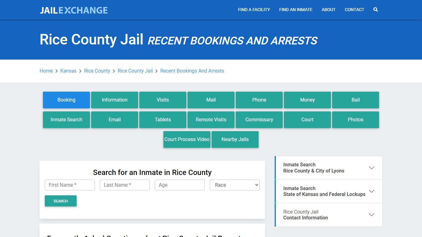 Rice County Jail KS Recent Arrests and Bookings - Jail Exchange